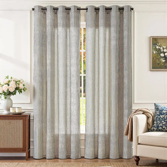 
                    
                      Fine-Striped Linen Blend Grommet Curtains - Jinchan Home
                    
                  