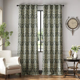 Damask Pattern Grommet Curtains - Jinchan Home