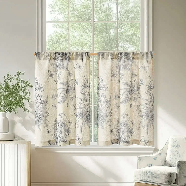 Butterfly Romance Rod Pocket Kitchen Curtains - Jinchan Home