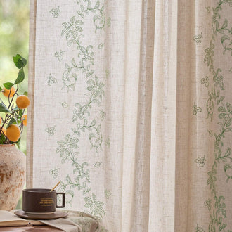 
                    
                      Embroidered Vine Linen Blend Curtains - Jinchan Home
                    
                  