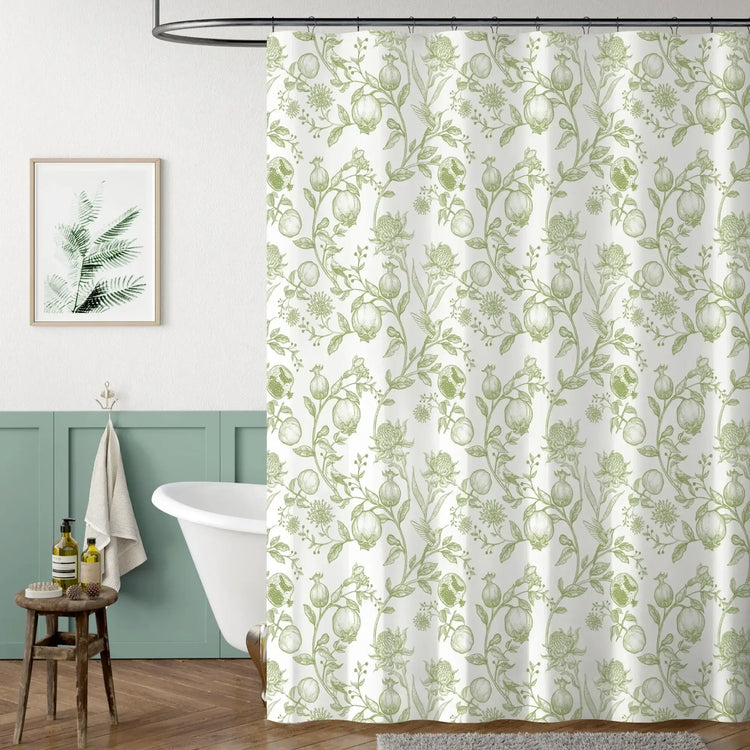 Vintage Pomegranate Floral Shower Curtain - Jinchan Home