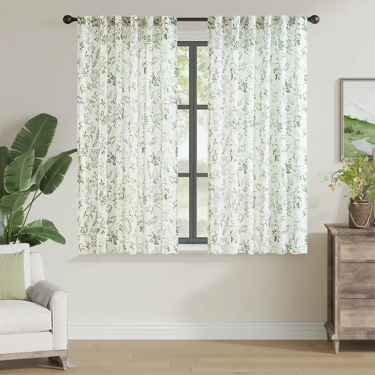 Wildflower Watercolor Linen Curtains - Jinchan Home