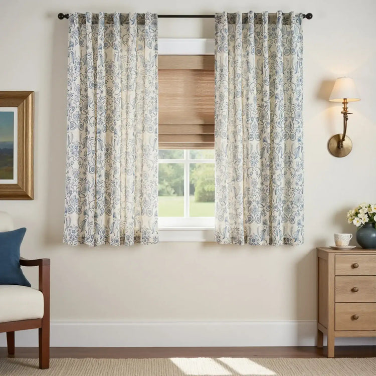 Rococo Vine Linen-Blend 3-in-1 Curtains - Jinchan Home