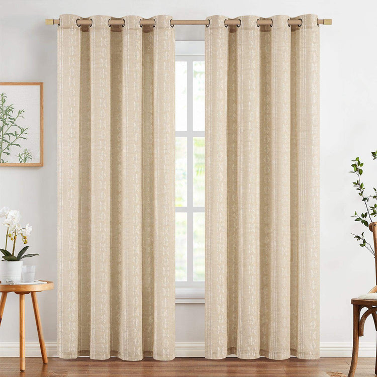 Boho Geometric Vertical Stripe Linen Curtains - Jinchan Home