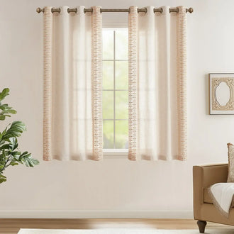 
                    
                      Boho Geometric Fish Leaf Embroidered Curtains - Jinchan Home
                    
                  
