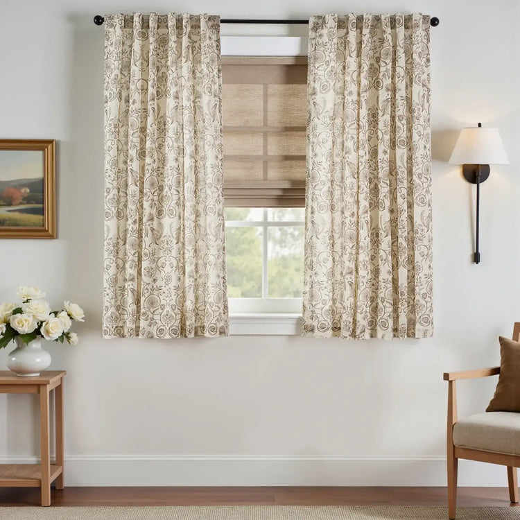 Rococo Vine Linen-Blend 3-in-1 Curtains - Jinchan Home