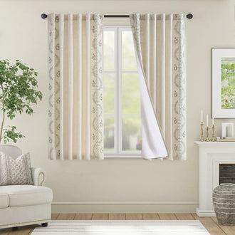 
                    
                      Vintage Lined Embroidered Botanical Border Curtains - Jinchan Home
                    
                  