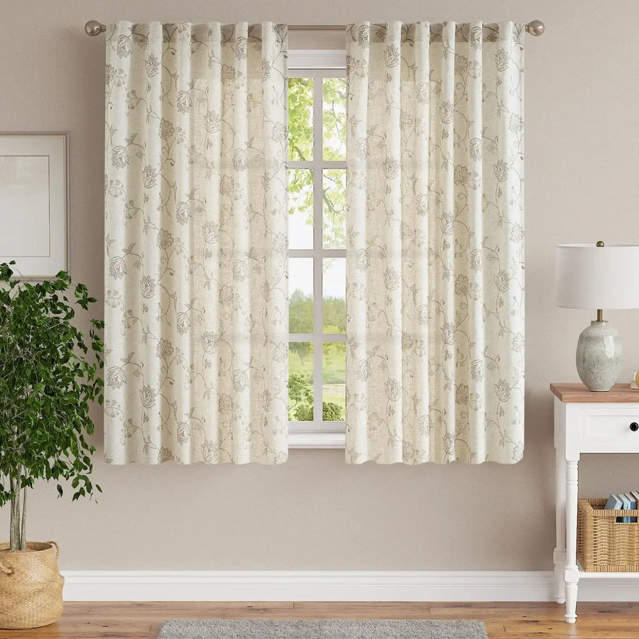 Poly-Linen Cross-Textured Iris Printed Curtains - Jinchan Home