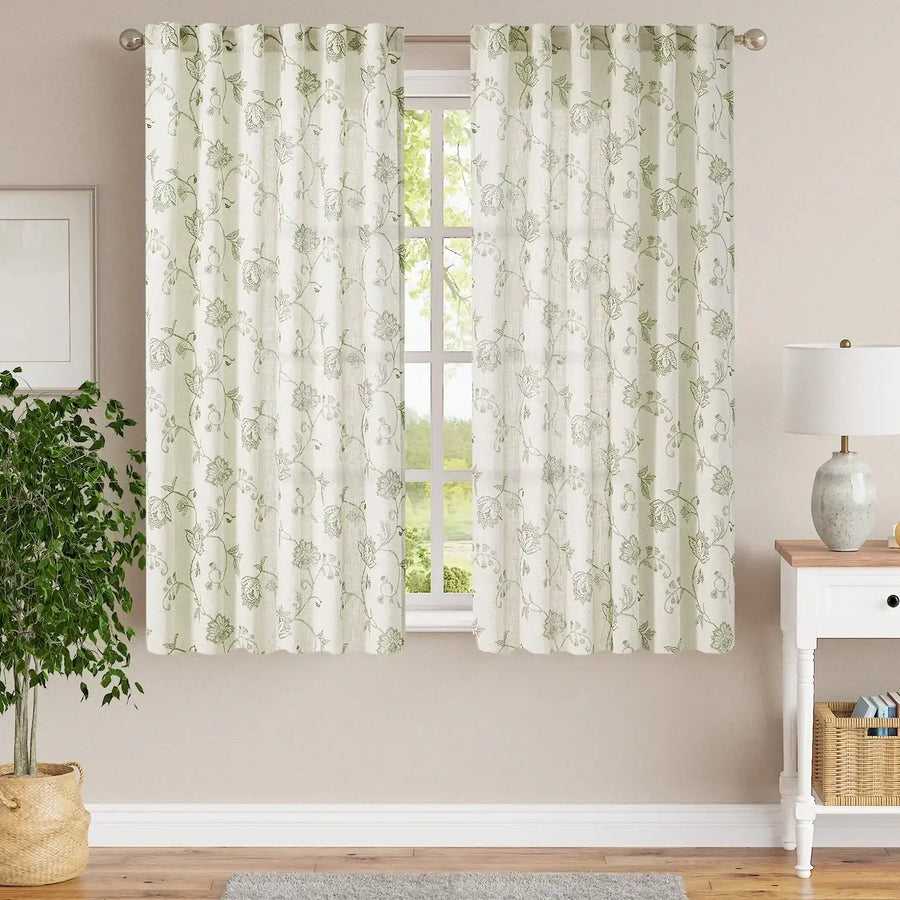 Poly-Linen Cross-Textured Iris Printed Curtains - Jinchan Home