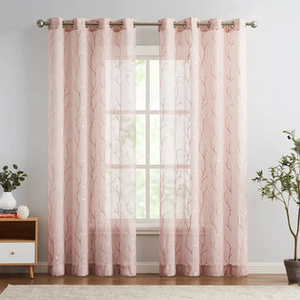 
                    
                      Leaf Embroidered Sheer Curtains - Jinchan Home
                    
                  