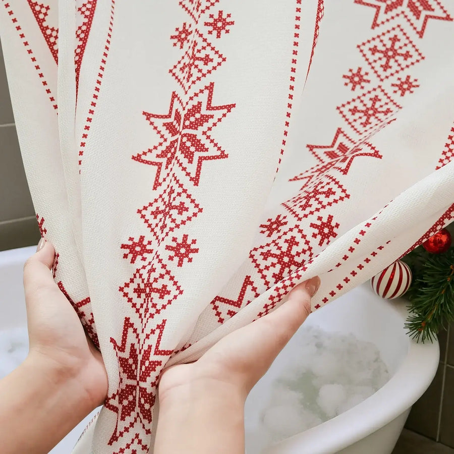 Christmas Snowflake Fair Isle Shower Curtain - Jinchan Home