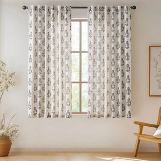 
                    
                      Linear Mini Floral and Leaf Linen Curtains - Jinchan Home
                    
                  