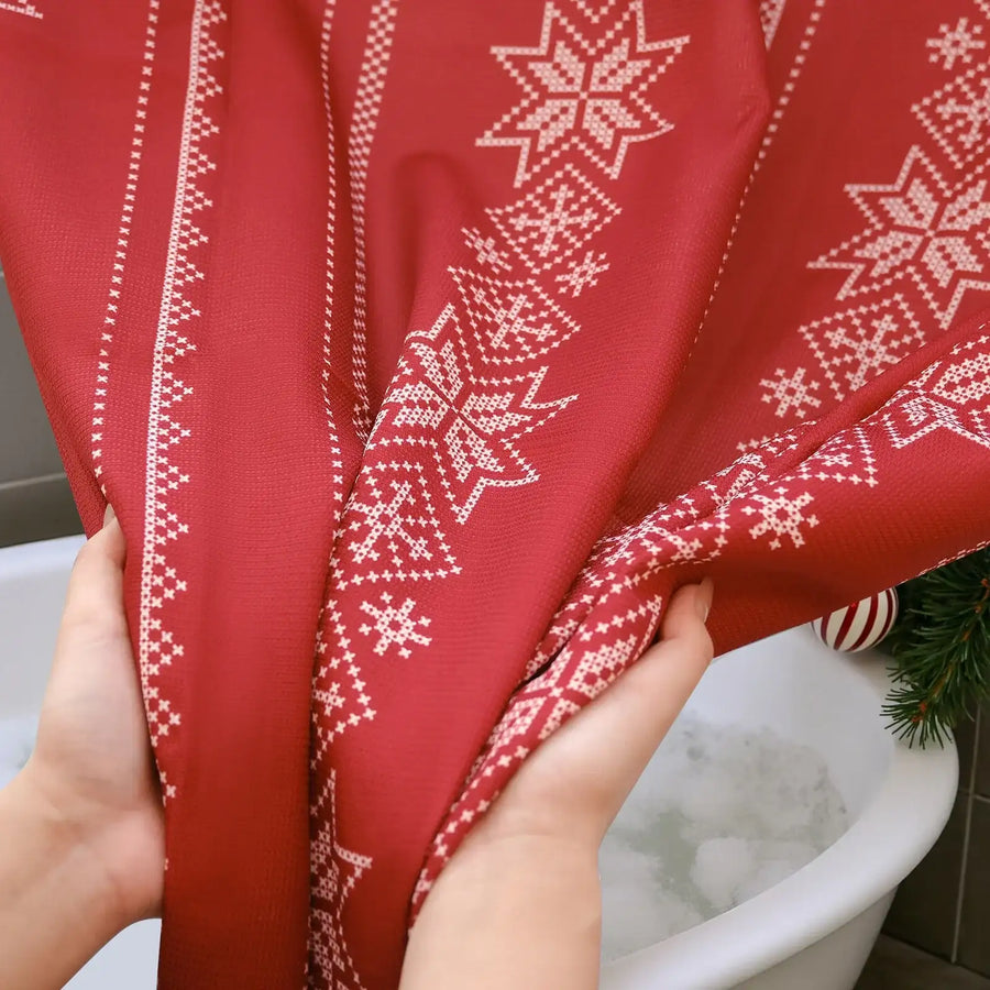 Christmas Snowflake Fair Isle Shower Curtain - Jinchan Home