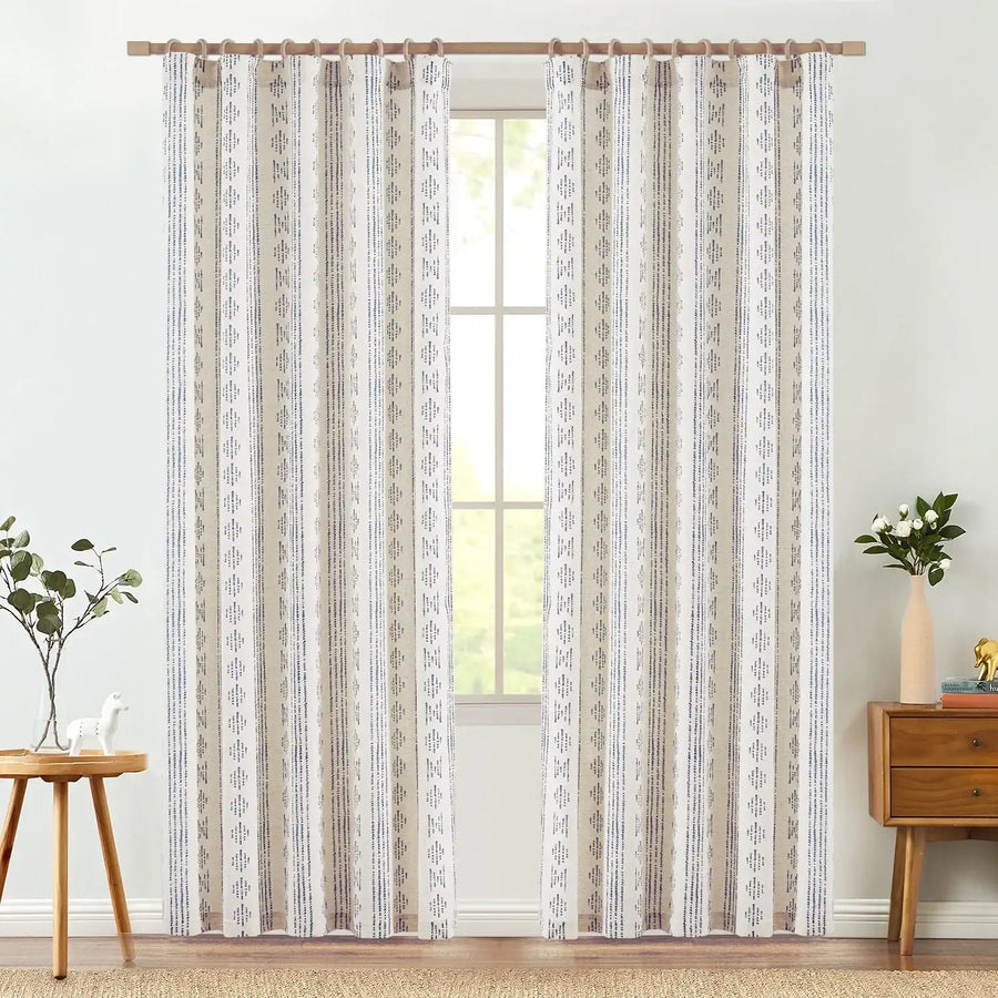 Boho Tribal Pattern 3-in-1 Linen-Blend Curtains - Jinchan Home