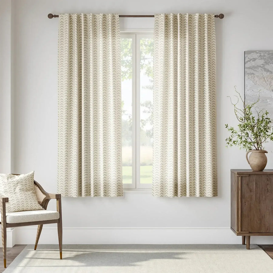 Herringbone Arrow Linen Curtains - Jinchan Home