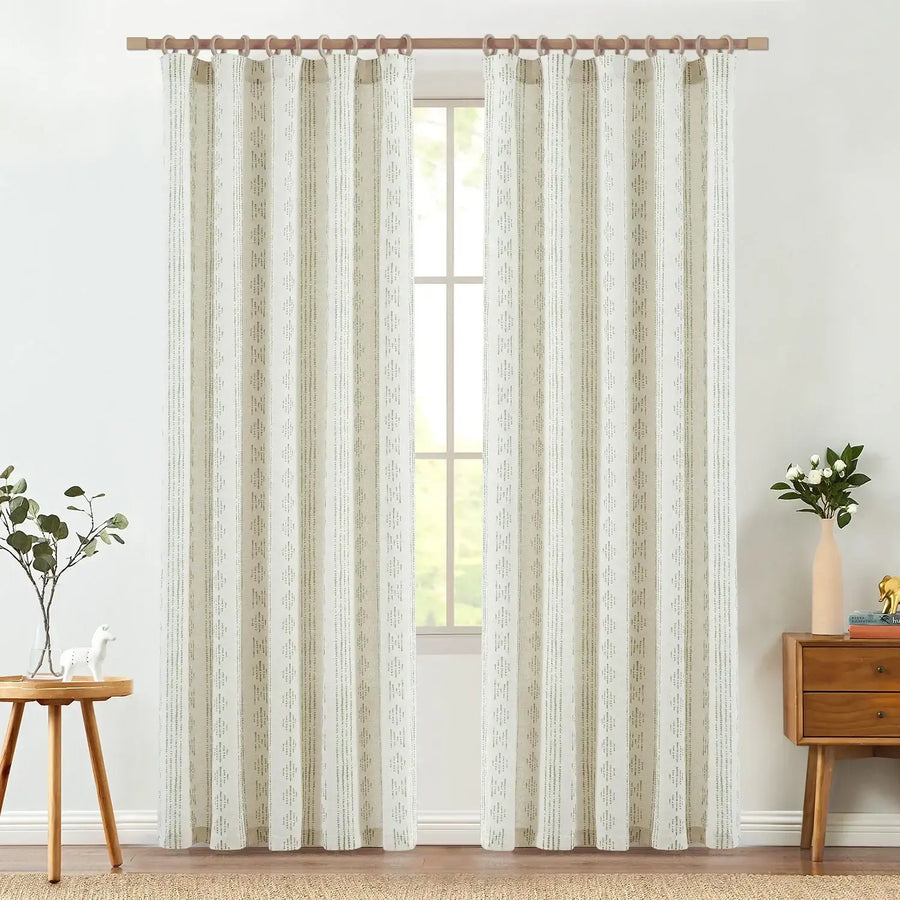 Boho Tribal Pattern 3-in-1 Linen-Blend Curtains - Jinchan Home