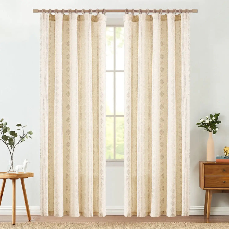 Boho Tribal Pattern 3-in-1 Linen-Blend Curtains - Jinchan Home