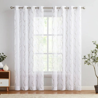 
                    
                      Leaf Embroidered Sheer Curtains - Jinchan Home
                    
                  