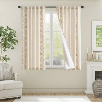 
                    
                      Vintage Lined Embroidered Botanical Border Curtains - Jinchan Home
                    
                  