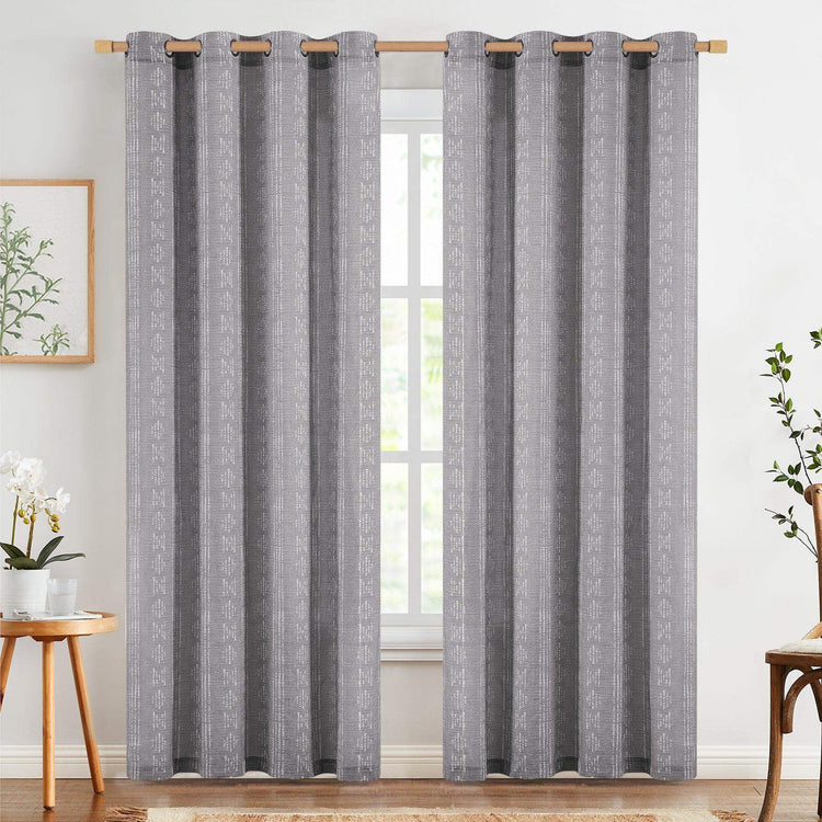 Boho Geometric Vertical Stripe Linen Curtains - Jinchan Home