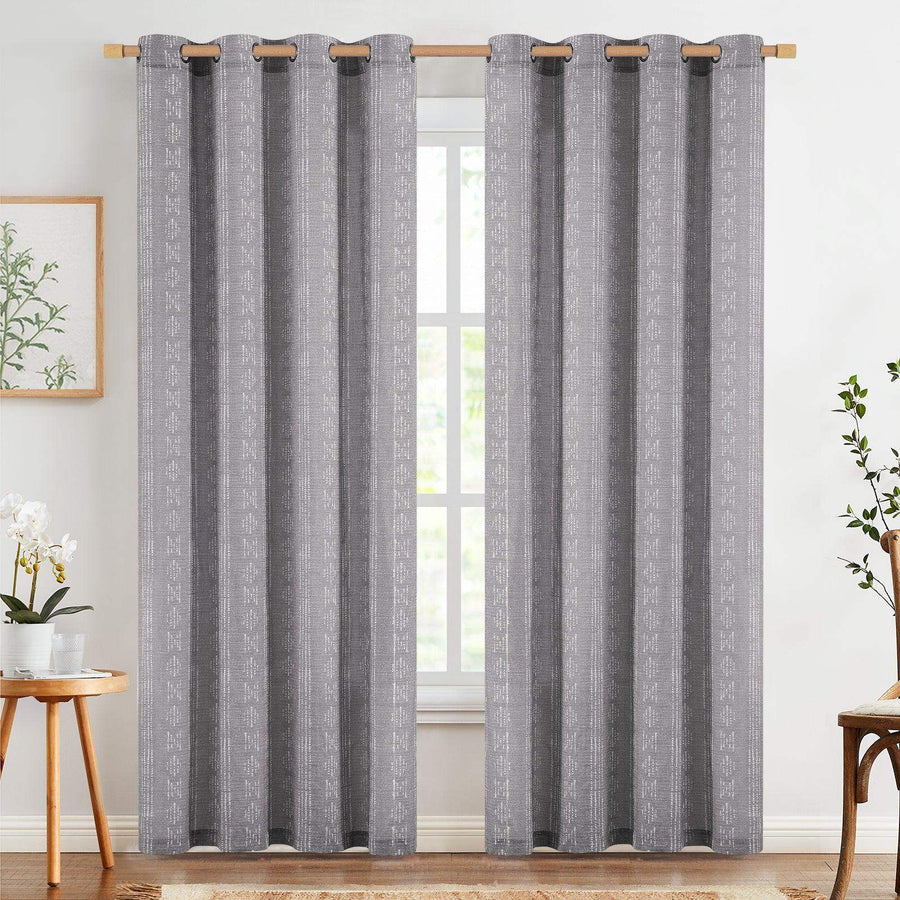 Boho Geometric Vertical Stripe Linen Curtains - Jinchan Home