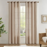 Boho Geometric Fish Leaf Embroidered Curtains - Jinchan Home