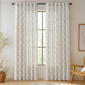 
                    
                      Linear Mini Floral and Leaf Linen Curtains - Jinchan Home
                    
                  