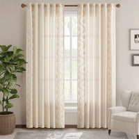 Embroidered Vine Floral Linen Curtains - Jinchan Home