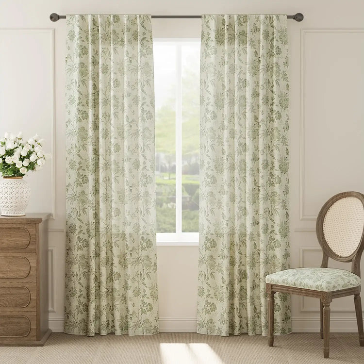 Vintage Botanical Vine & Multi-Floral Curtains - Jinchan Home