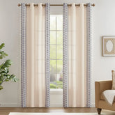 Boho Geometric Fish Leaf Embroidered Curtains - Jinchan Home