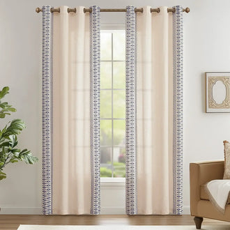 
                    
                      Boho Geometric Fish Leaf Embroidered Curtains - Jinchan Home
                    
                  