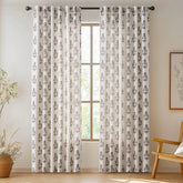 Linear Mini Floral and Leaf Linen Curtains - Jinchan Home