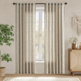 Hydrangea Embroidered Linen Curtains - Jinchan Home