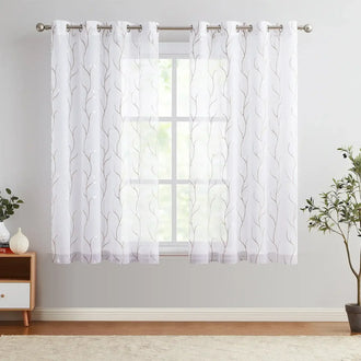 
                    
                      Leaf Embroidered Sheer Curtains - Jinchan Home
                    
                  