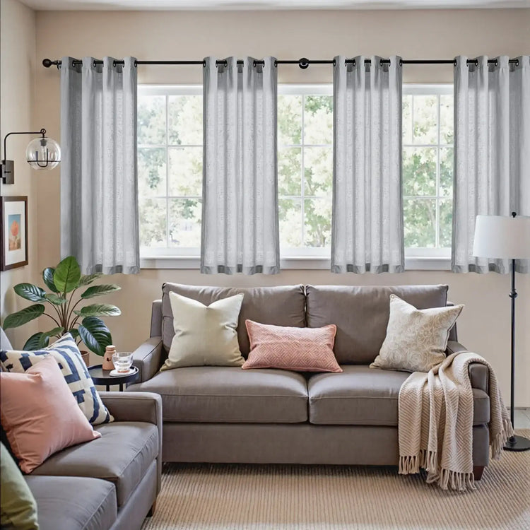 Solid Color Linen Blend Grommet Curtains - Jinchan Home