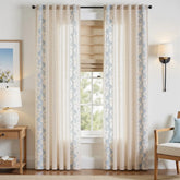 Embroidered Vine Linen Blend Curtains - Jinchan Home