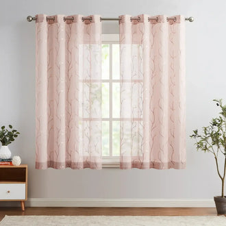 
                    
                      Leaf Embroidered Sheer Curtains - Jinchan Home
                    
                  