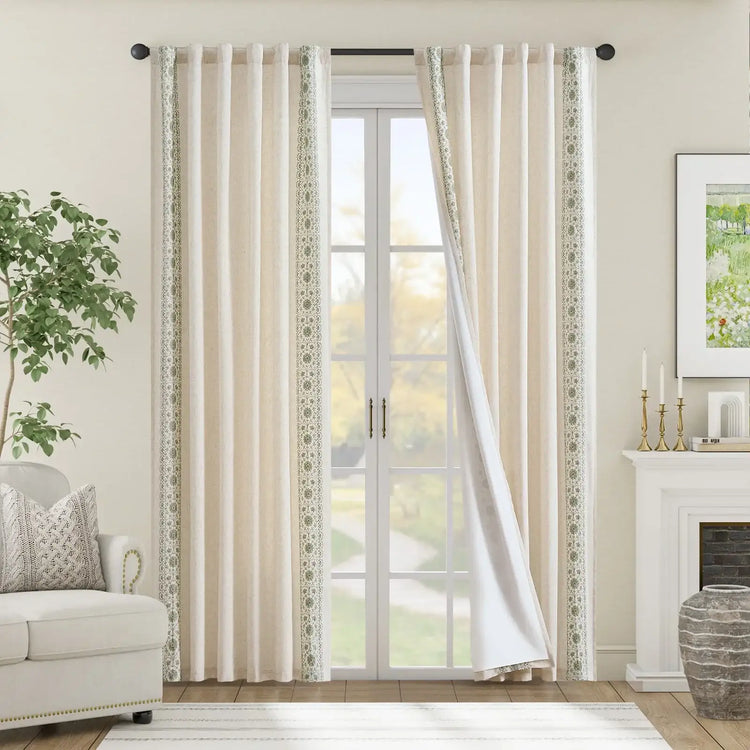 Lined Antique Ornate Vine Bloom Embroidery Curtains - Jinchan Home