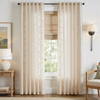 
                    
                      Embroidered Vine Linen Blend Curtains - Jinchan Home
                    
                  