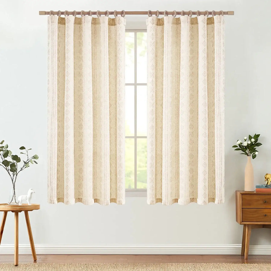 Boho Tribal Pattern 3-in-1 Linen-Blend Curtains - Jinchan Home