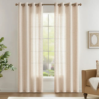 
                    
                      Boho Geometric Fish Leaf Embroidered Curtains - Jinchan Home
                    
                  