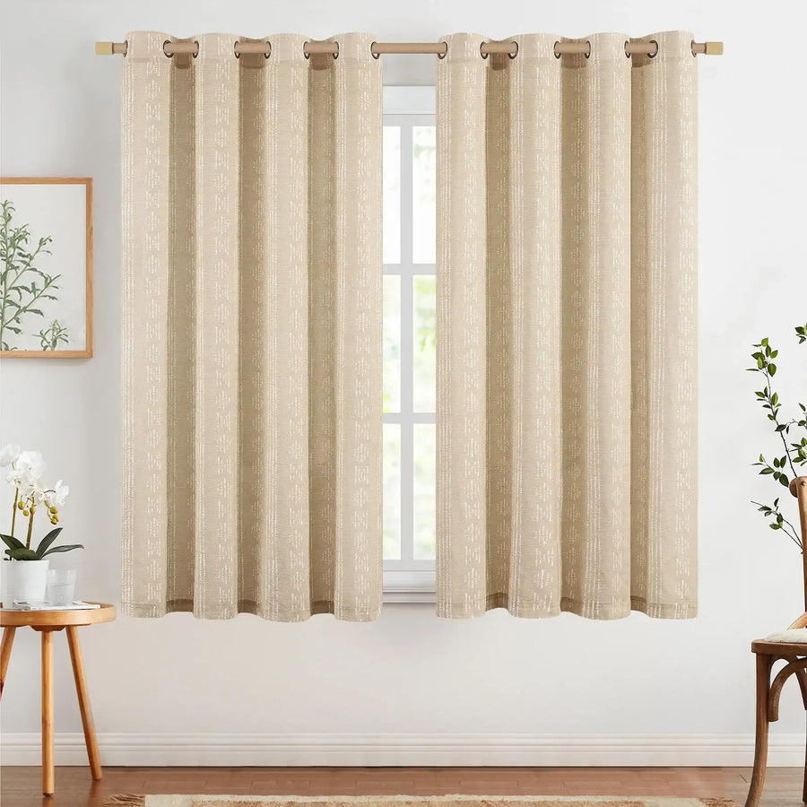 Boho Geometric Vertical Stripe Linen Curtains - Jinchan Home