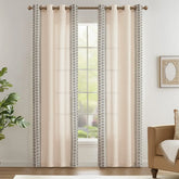 Boho Geometric Fish Leaf Embroidered Curtains - Jinchan Home