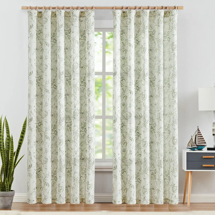 Vine & Bloom Linen Curtains - Jinchan Home