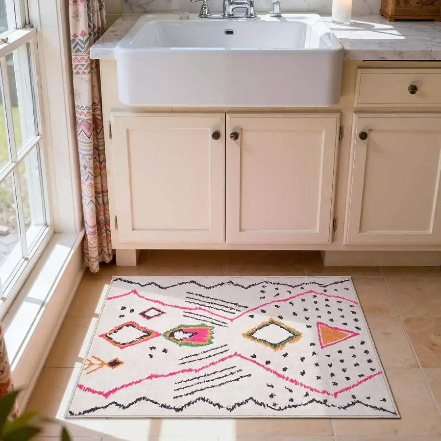 Boho Doodle Geometric Tribal Area Rug - Jinchan Home