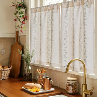 Cute Hello Kitty Paw-Inspired Floral Kitchen Curtains - Jinchan Home