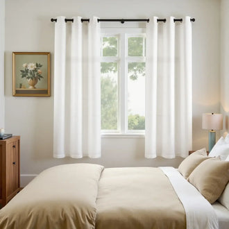 
                    
                      Solid Linen Textured Grommet Curtains - Jinchan Home
                    
                  
