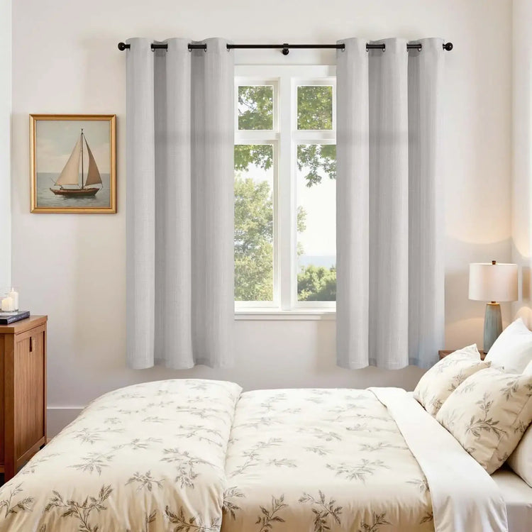 Solid Linen Textured Grommet Curtains - Jinchan Home