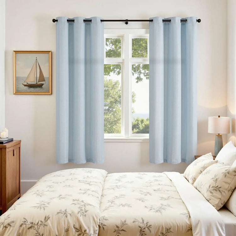 Solid Linen Textured Grommet Curtains - Jinchan Home