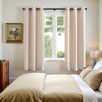 
                    
                      Solid Linen Textured Grommet Curtains - Jinchan Home
                    
                  